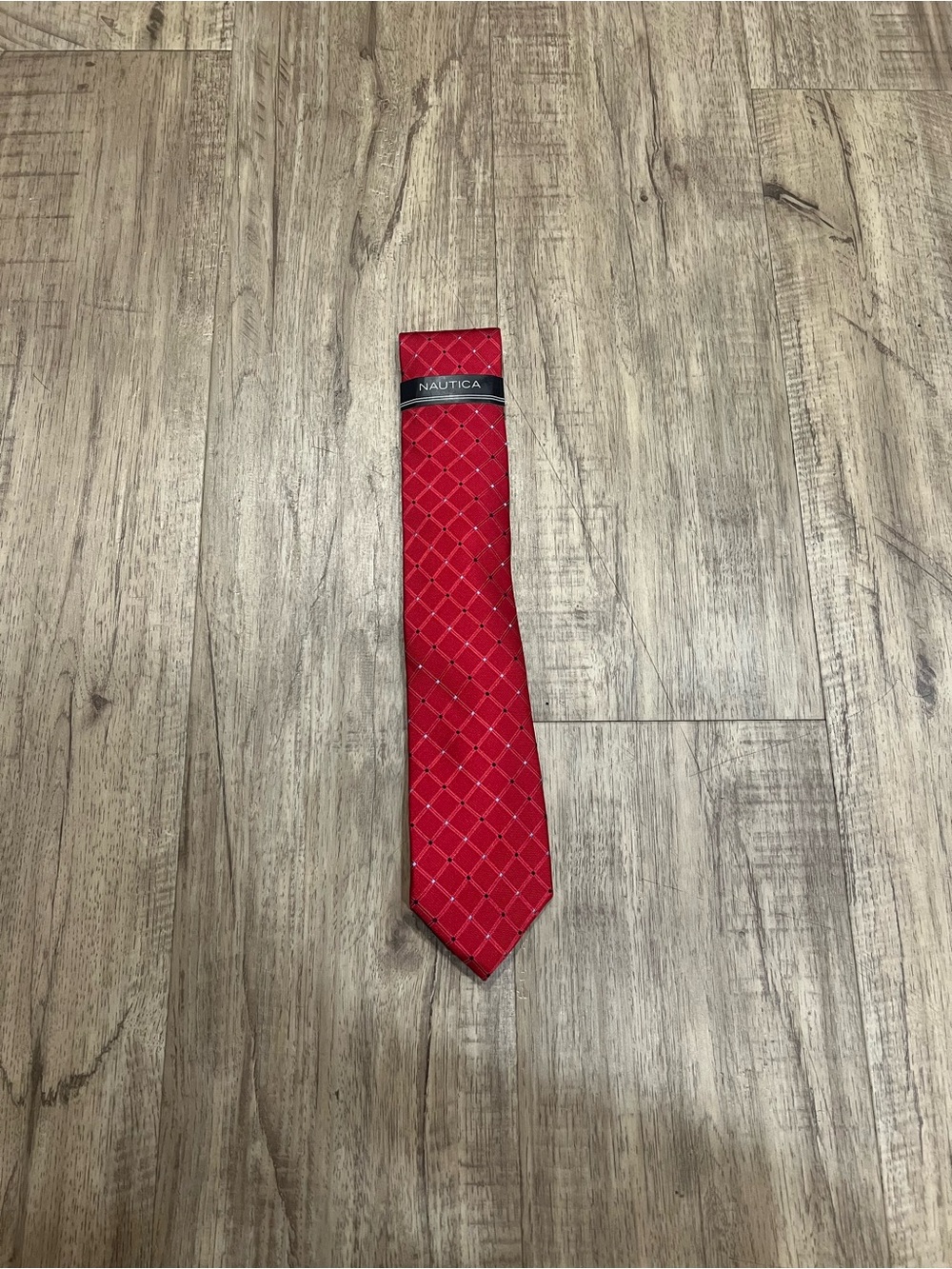 Nautica Men’s Red Geometric Diamond Necktie NWT